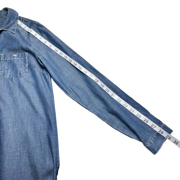 Lucky Brand | Women | Chambray Linen Blend Popover Mini Shirt Dress | Sz Small - Picture 6 of 12